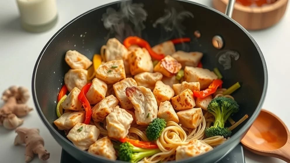 Kycklingwok med nudlar och grönsaker